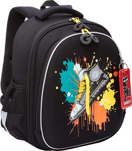 Изображение товара Школьный рюкзак Grizzly RAz-587-17 (черный/желтый)