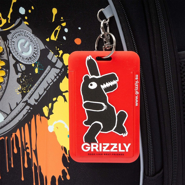 Изображение товара Школьный рюкзак Grizzly RAz-587-17 (черный/желтый)