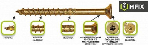 Изображение товара Саморез MFIX Конструкционный потайной по дереву 3.5х50 TORX 15 (500шт)