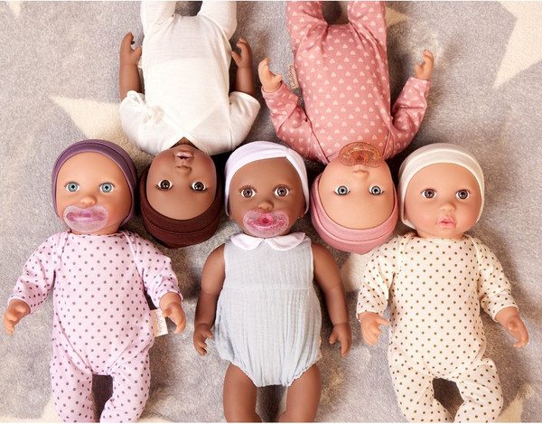 Изображение товара Пупс с аксессуарами LullaBaby В сиреневой пижаме в горошек и шапочке / LBY7217