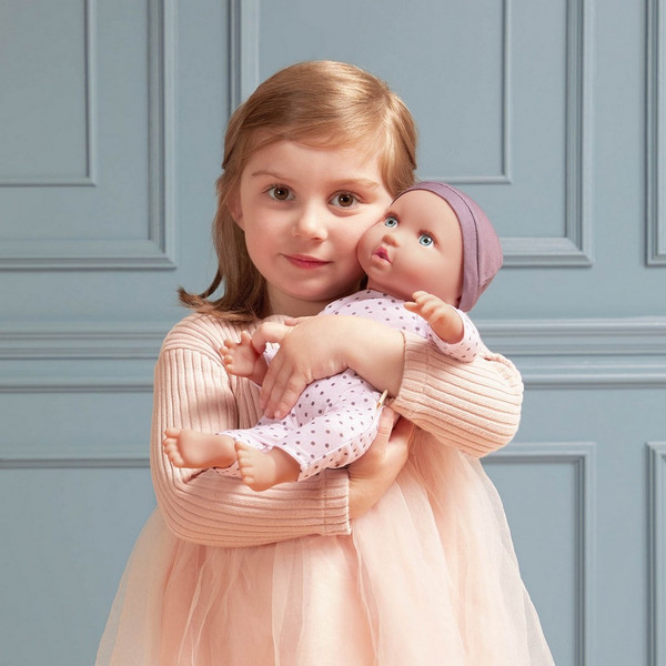 Изображение товара Пупс с аксессуарами LullaBaby В сиреневой пижаме в горошек и шапочке / LBY7217