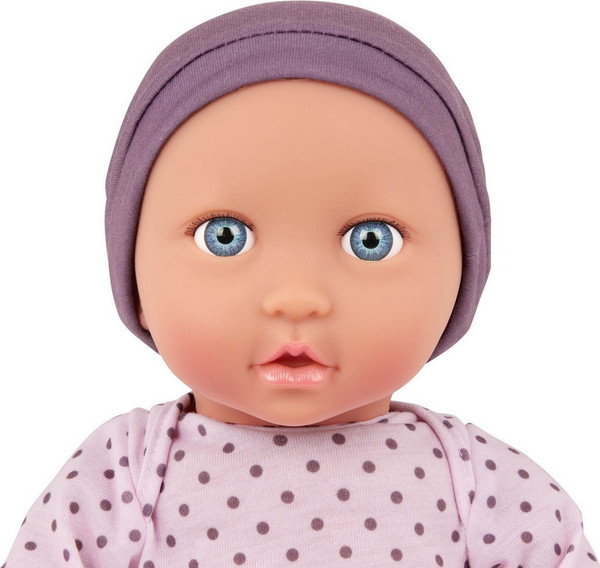 Изображение товара Пупс с аксессуарами LullaBaby В сиреневой пижаме в горошек и шапочке / LBY7217