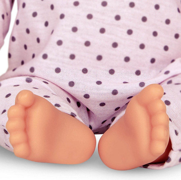 Изображение товара Пупс с аксессуарами LullaBaby В сиреневой пижаме в горошек и шапочке / LBY7217