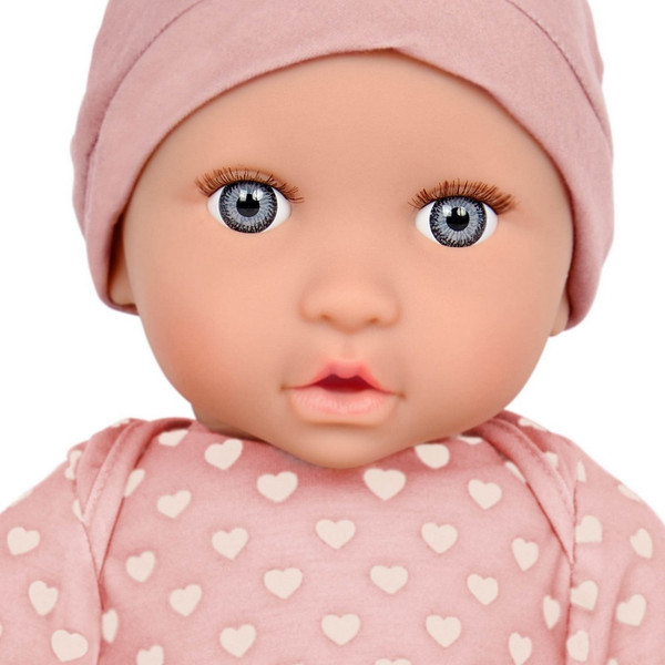 Изображение товара Пупс с аксессуарами LullaBaby В розовой пижаме с сердечками и шапочке / LBY7216