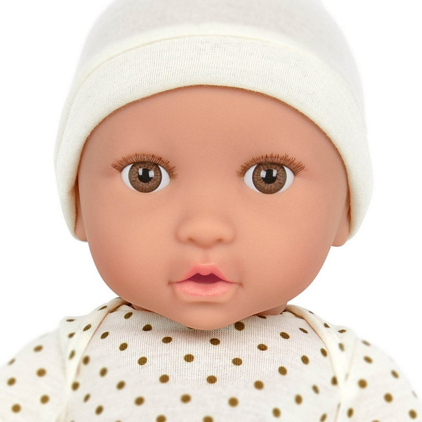 Изображение товара Пупс с аксессуарами LullaBaby В бежевой пижаме в горошек и шапочке / LBY7215
