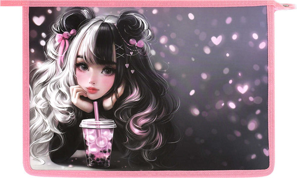 Изображение товара Папка для тетрадей Феникс+ Девочка с бабл-ти / 69291