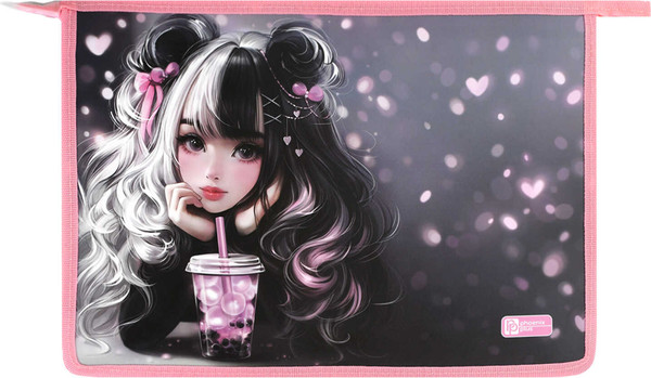 Изображение товара Папка для тетрадей Феникс+ Девочка с бабл-ти / 69291