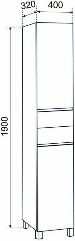 Изображение товара Шкаф-пенал для ванной Emmy Джерси 40 R два ящика
