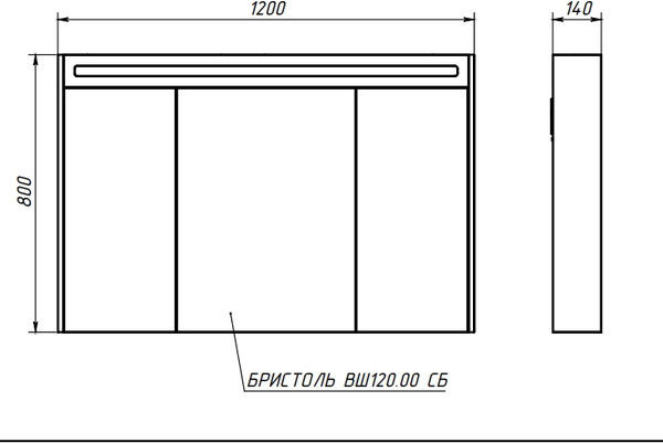 Изображение товара Шкаф с зеркалом для ванной Belux Бристоль ВШ 120 (1, белый глянцевый)