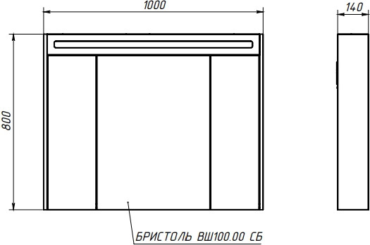 Изображение товара Шкаф с зеркалом для ванной Belux Бристоль ВШ 100 (1, белый глянцевый)