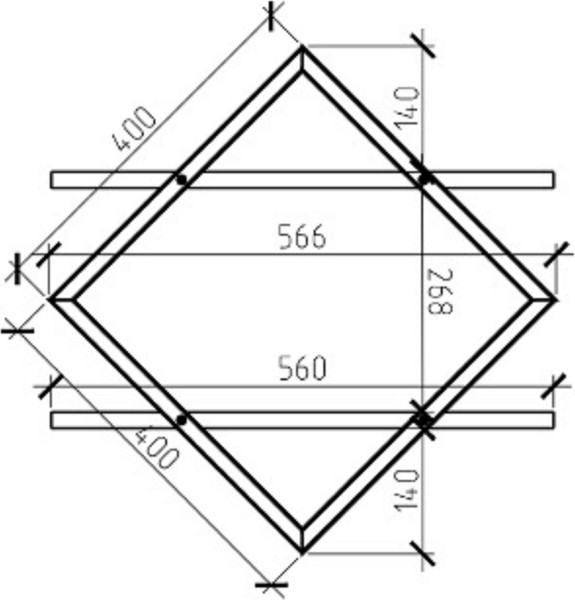 Изображение товара Полка Allerd Ромб 50x50 / 4070210700 (черный муар/металл бруклин)