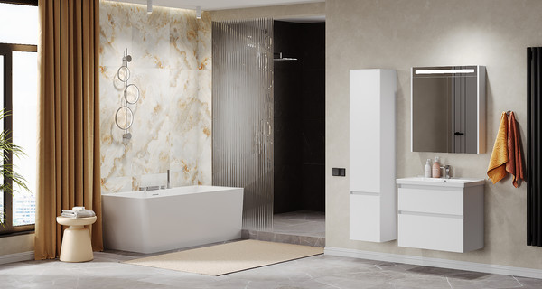 Изображение товара Шкаф с зеркалом для ванной Belux Бристоль ВШ 75 (1, белый глянцевый)