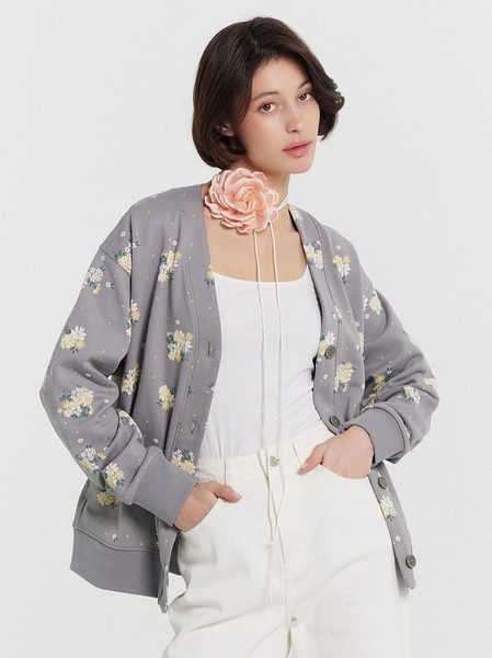 Изображение товара Кардиган Mark Formelle 172114 (р.164/170-84-90, цветы на сером)