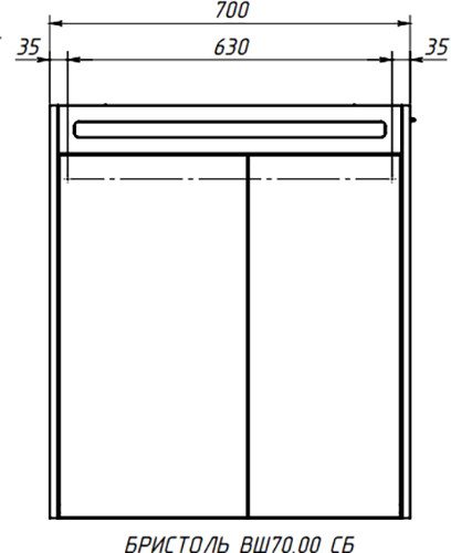Изображение товара Шкаф с зеркалом для ванной Belux Бристоль ВШ 70 (1, белый глянцевый)