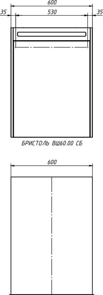Изображение товара Шкаф с зеркалом для ванной Belux Бристоль ВШ 60 (1, белый глянцевый)