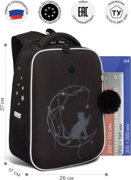 Изображение товара Школьный рюкзак Grizzly RAw-594-6 (черный/разноцветный)