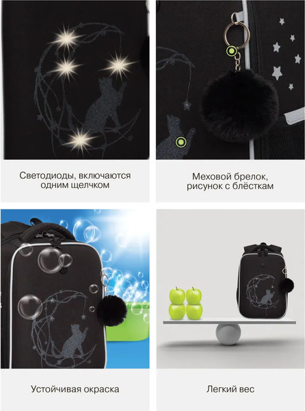 Изображение товара Школьный рюкзак Grizzly RAw-594-6 (черный/разноцветный)