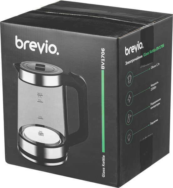 Изображение товара Электрочайник Brevio Glass Kettle BV1706 (черный)