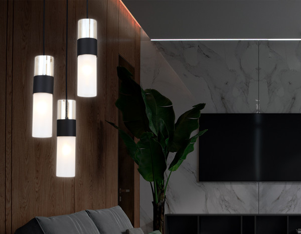 Изображение товара Люстра Ambrella LH55102/3 BK/FR/TI (черный/белый матовый/янтарь)