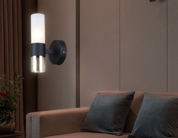 Изображение товара Бра Ambrella LH55106 BK/FR/TI (черный/белый матовый/янтарь)