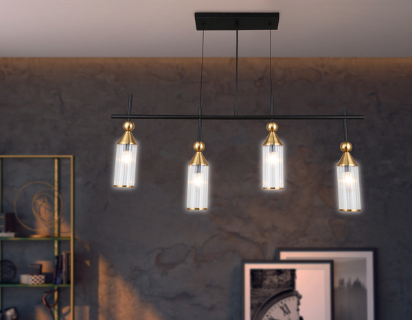 Изображение товара Люстра Ambrella LH55254/4 BK/BS/CL (черный/латунь/прозрачный)