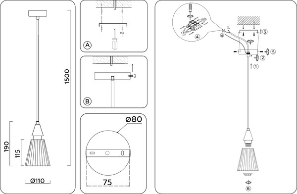 Изображение товара Потолочный светильник Ambrella LH58111 BK/LW/SM (черный/светлое дерево/дымчатый)