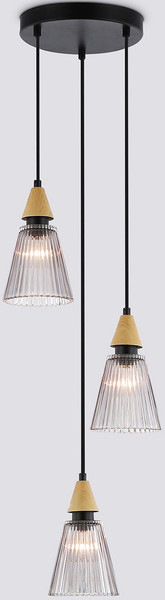 Изображение товара Люстра Ambrella LH58112/3 BK/LW/SM (черный/светлое дерево/дымчатый)