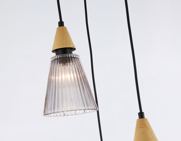 Изображение товара Люстра Ambrella LH58112/3 BK/LW/SM (черный/светлое дерево/дымчатый)