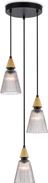Изображение товара Люстра Ambrella LH58112/3 BK/LW/SM (черный/светлое дерево/дымчатый)
