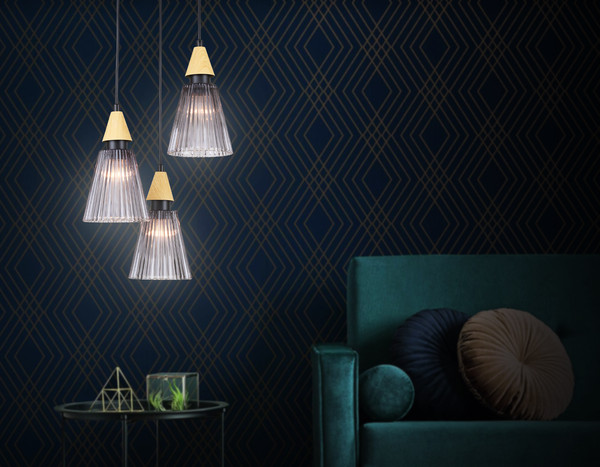 Изображение товара Люстра Ambrella LH58112/3 BK/LW/SM (черный/светлое дерево/дымчатый)