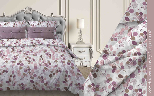 Изображение товара Комплект постельного белья Бояртекс №288 Эвкалипт 9/2 Вид Евро (бязь, розовый)