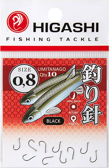 Изображение товара Набор крючков рыболовных Higashi Umitanago Ringed #0.8 Black / 03683