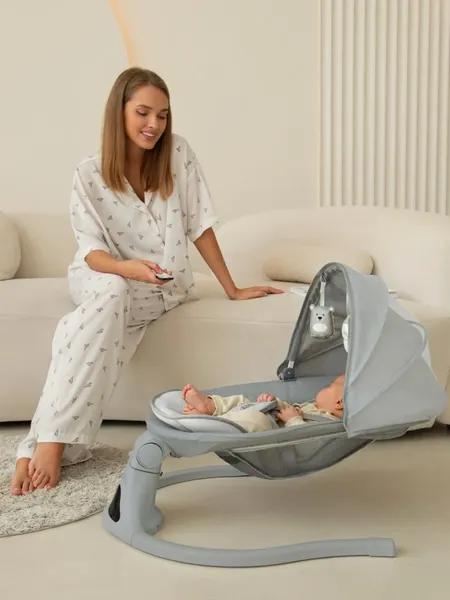 Изображение товара Детский шезлонг Amarobaby Funny Swing / AB24-22FUN/11 (серый)