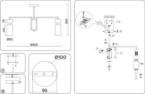Изображение товара Люстра Ambrella LH56124/5 BS/FR (латунь/белый матовый)