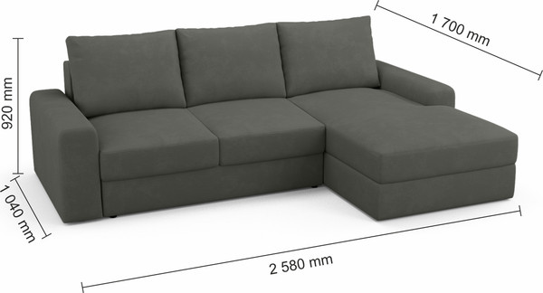 Изображение товара Диван угловой Mio Tesoro Elke Optima Правый (Velutto 32/темно-серый)