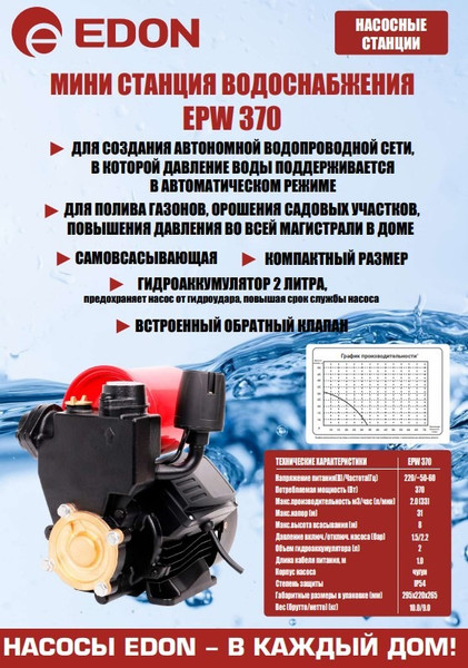 Изображение товара Насосная станция Edon EPW 370 / 30795