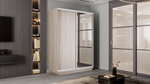 Изображение товара Шкаф-купе ТриЯ Румер-2 СШК 3.120.60-11.13 2-х дверный (ясень шимо светлый/ясень шимо светлый/зеркало)