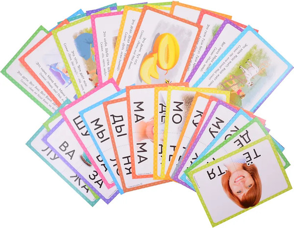 Изображение товара Развивающие карточки Литера Логопедические. Запускаем речь. Слова из 2 слогов