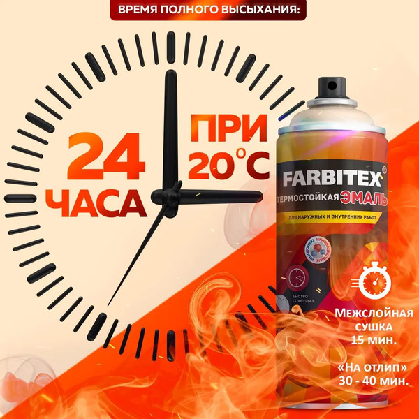 Изображение товара Эмаль Farbitex термостойкая №1700 (520мл, зеленый)