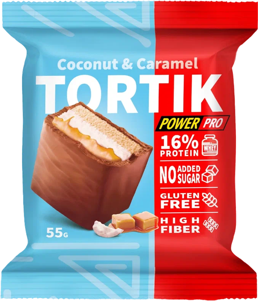 Изображение товара Набор протеиновых пирожных Power Pro Tortik / PP982552 (5x55г, кокос/карамель)