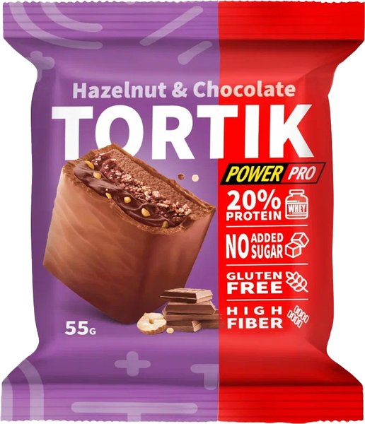 Изображение товара Набор протеиновых пирожных Power Pro Tortik / PP982554 (5x55г, фундук/шоколад)
