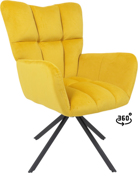 Изображение товара Кресло мягкое AksHome Colorado New поворотное (желтый велюр HCJ-20/черный)