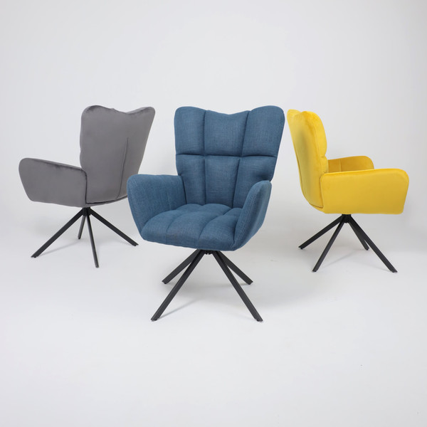 Изображение товара Кресло мягкое AksHome Colorado New поворотное (желтый велюр HCJ-20/черный)