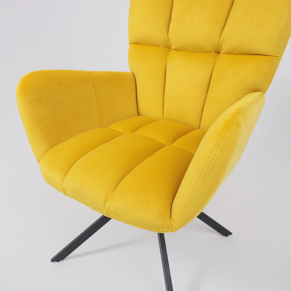 Изображение товара Кресло мягкое AksHome Colorado New поворотное (желтый велюр HCJ-20/черный)