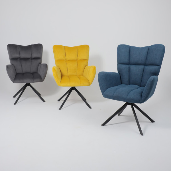 Изображение товара Кресло мягкое AksHome Colorado New поворотное (желтый велюр HCJ-20/черный)