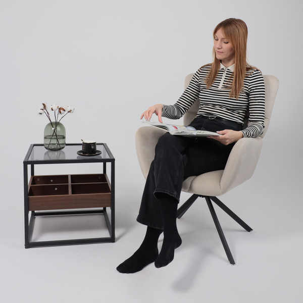 Изображение товара Кресло мягкое AksHome Colorado New поворотное (серо-бежевый велюр HCJ-3/черный)