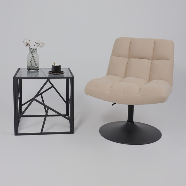 Изображение товара Кресло мягкое AksHome Grande поворотное (песочная ткань, Linen Fabric-3/черный)