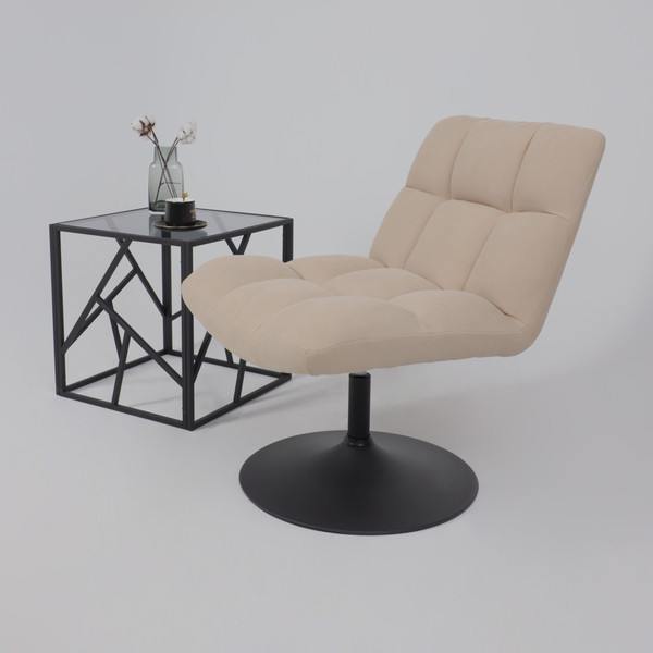 Изображение товара Кресло мягкое AksHome Grande поворотное (песочная ткань, Linen Fabric-3/черный)