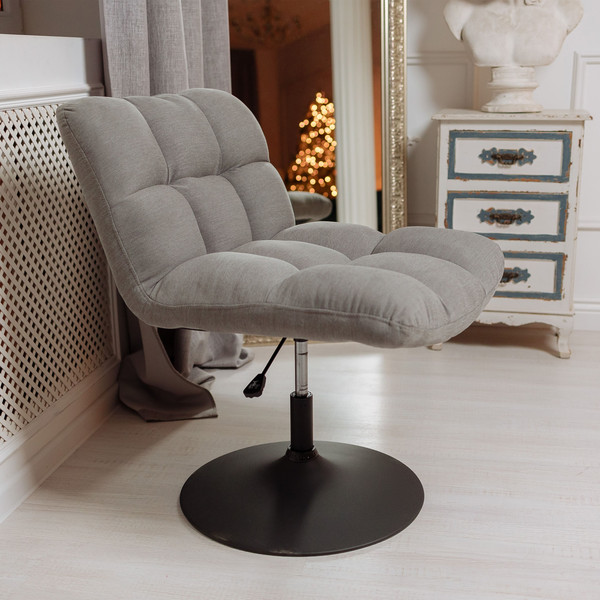 Изображение товара Кресло мягкое AksHome Grande поворотное (серая ткань Linen Fabric-11/черный)