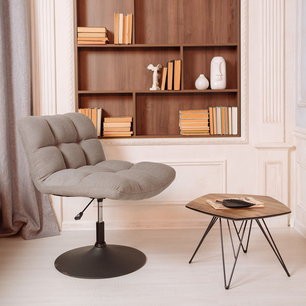 Изображение товара Кресло мягкое AksHome Grande поворотное (серая ткань Linen Fabric-11/черный)